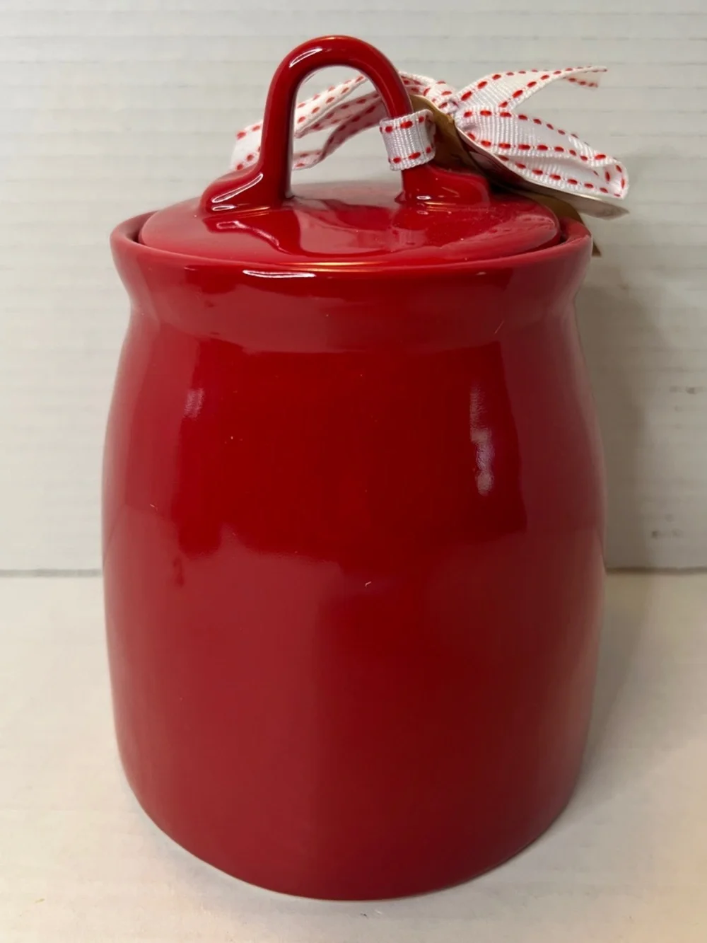 Rae Dunn Joy to the World Red White Decorative Holiday Canister New